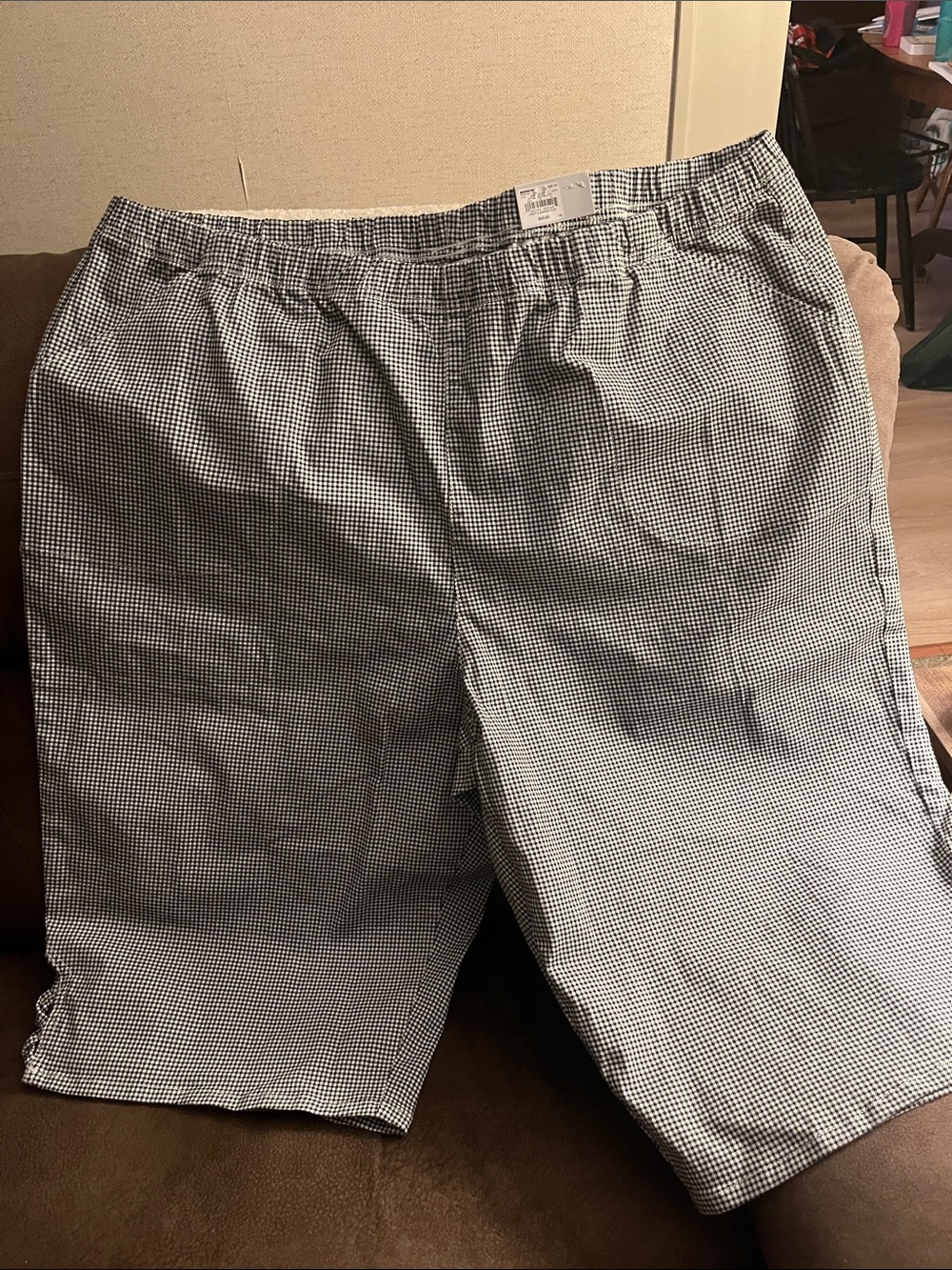 Croft Barrow long shorts Womens 4X Plus Black White Check Bermuda Stretch